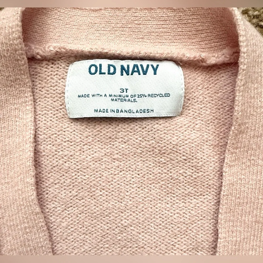 Old Navy Girls Pink Open-Front Cardigan Sweater | Size 3T
